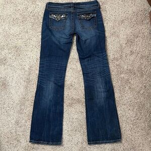 VS Low 5 Flap Jeans Women’s Size 6 Bootcut Dark Wash Embellished Pockets